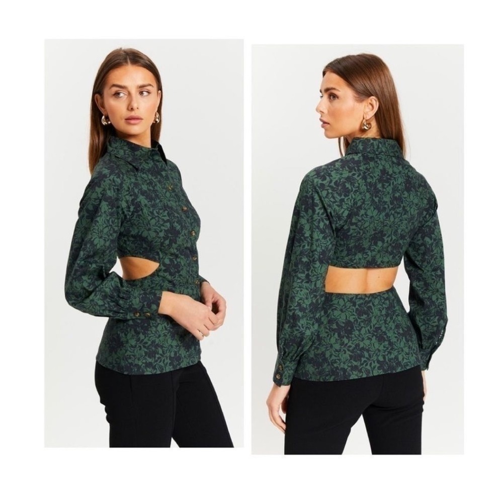 Anthropologie THIRD FORM Garden Party Button Down Cut-Out Blouse Top Size 6 NEW